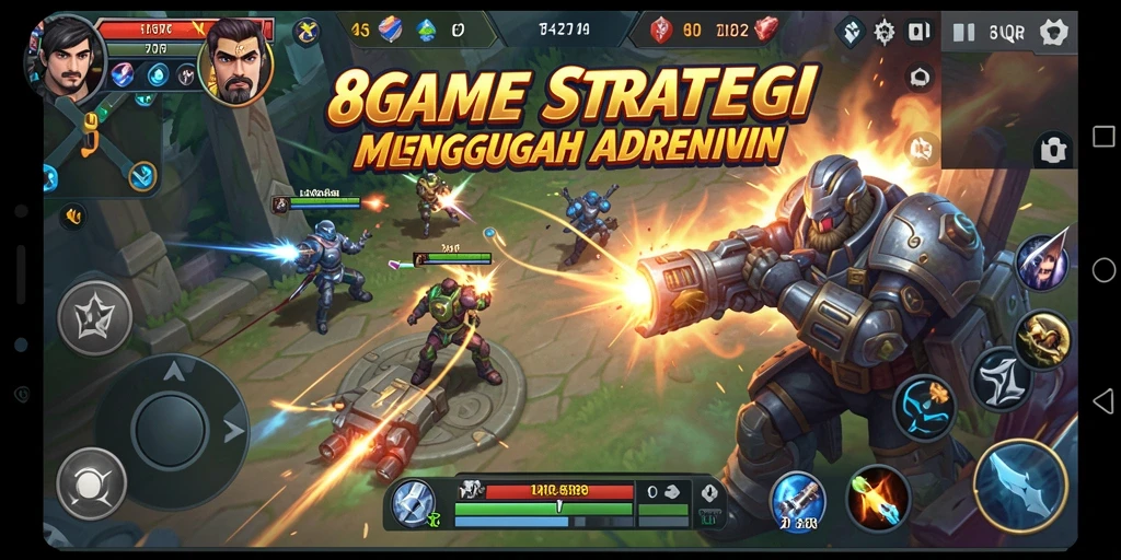 Tampilan aksi seru dalam game strategi 8QR.