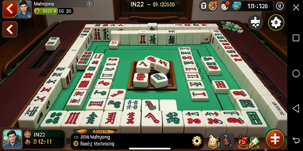 Tangkapan layar IN22 menampilkan gameplay Mahjong yang menegangkan dan seru.
