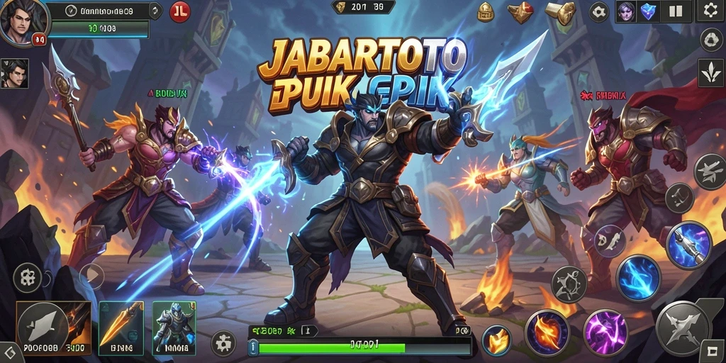 Screenshot JABARTOTO menampilkan pertarungan seru antara karakter.