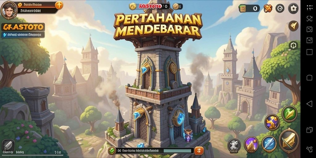 Gameplay menara pertahanan KASTOTO yang menegangkan dan strategis.