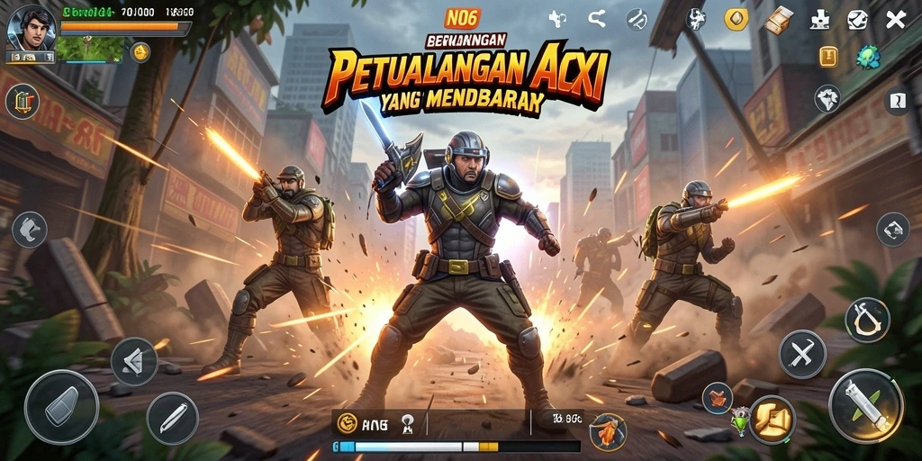 Screenshot N06 menampilkan pertarungan mendebarkan di berbagai lokasi.