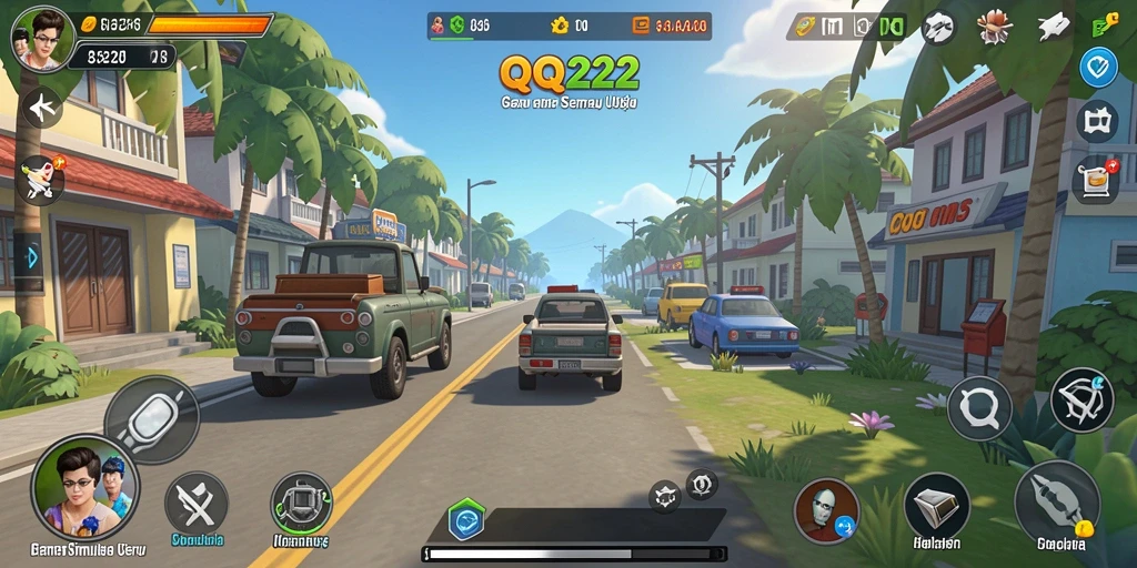 Tampilan gameplay menarik dari QQ222 dalam dunia simulasi.