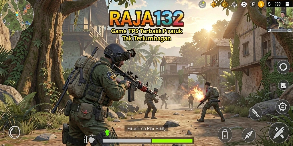 Tampilan screenshot utama RAJA132 menampilkan aksi seru dalam game TPS.