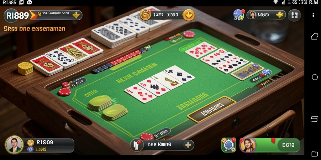 Gameplay seru Gaple di RI889 dengan teman-teman.