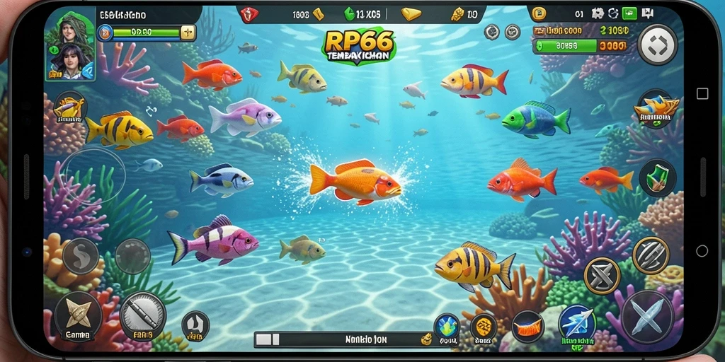 Tampilan gameplay seru dalam RP66 yang menampilkan aksi Tembak Ikan.