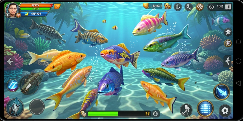 Gameplay seru RPYYY dengan berbagai jenis ikan untuk ditangkap.