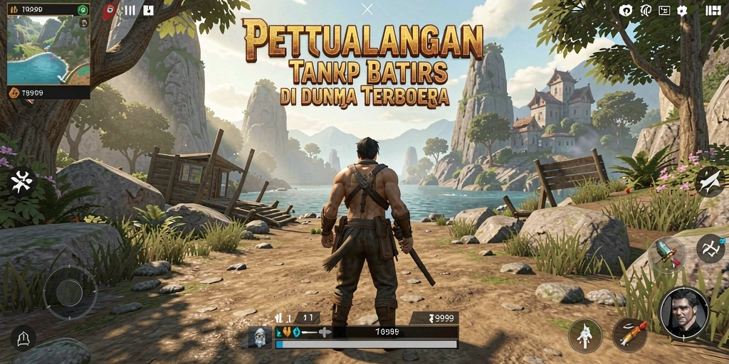 Screenshot gameplay T9999 menampilkan petualangan seru di dunia terbuka.