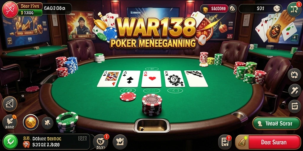 Tampilan menegangkan saat bermain Poker di WAR138.