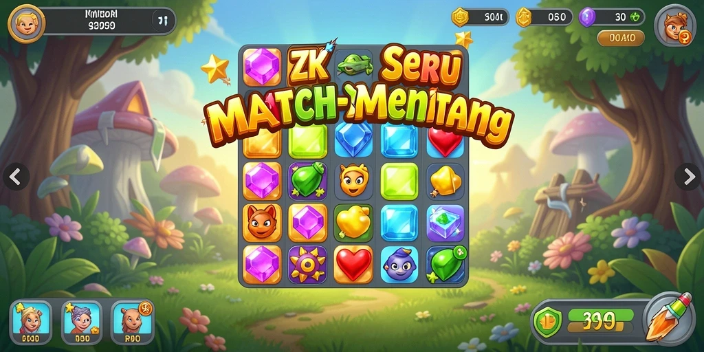Tampilan menarik dari gameplay ZK7 dengan level Match-3 yang menantang.